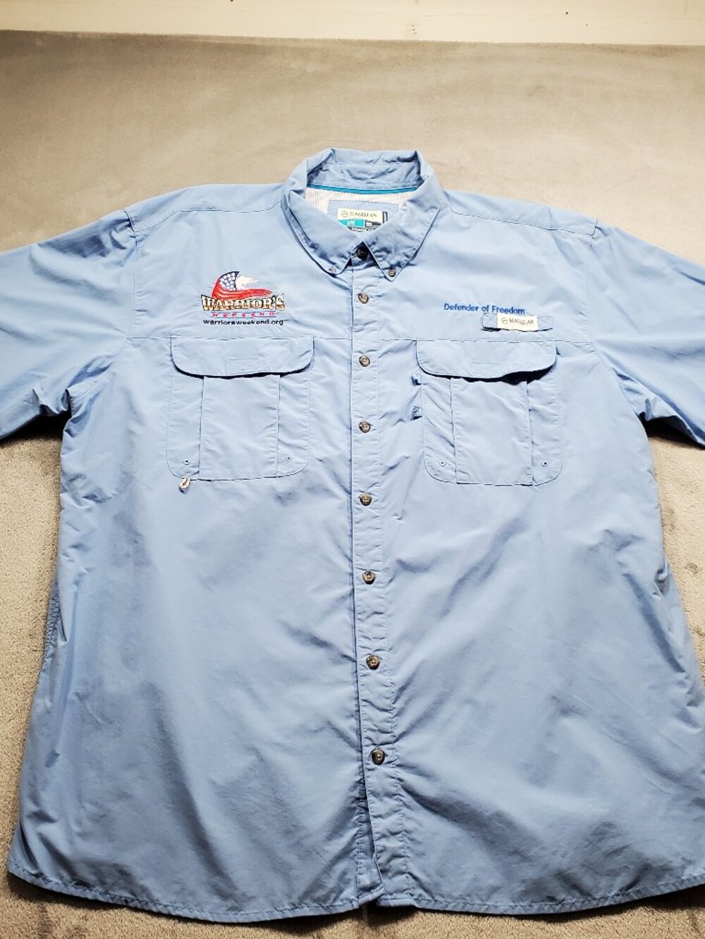 Magellan Outdoors Short Sleeve Vented Logo Event Shirt Blue Men Sz 2XL